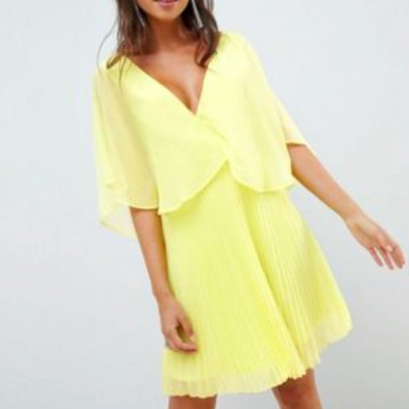 NWT ASOS Neon Yellow Mini Dress - Picture 1 of 4